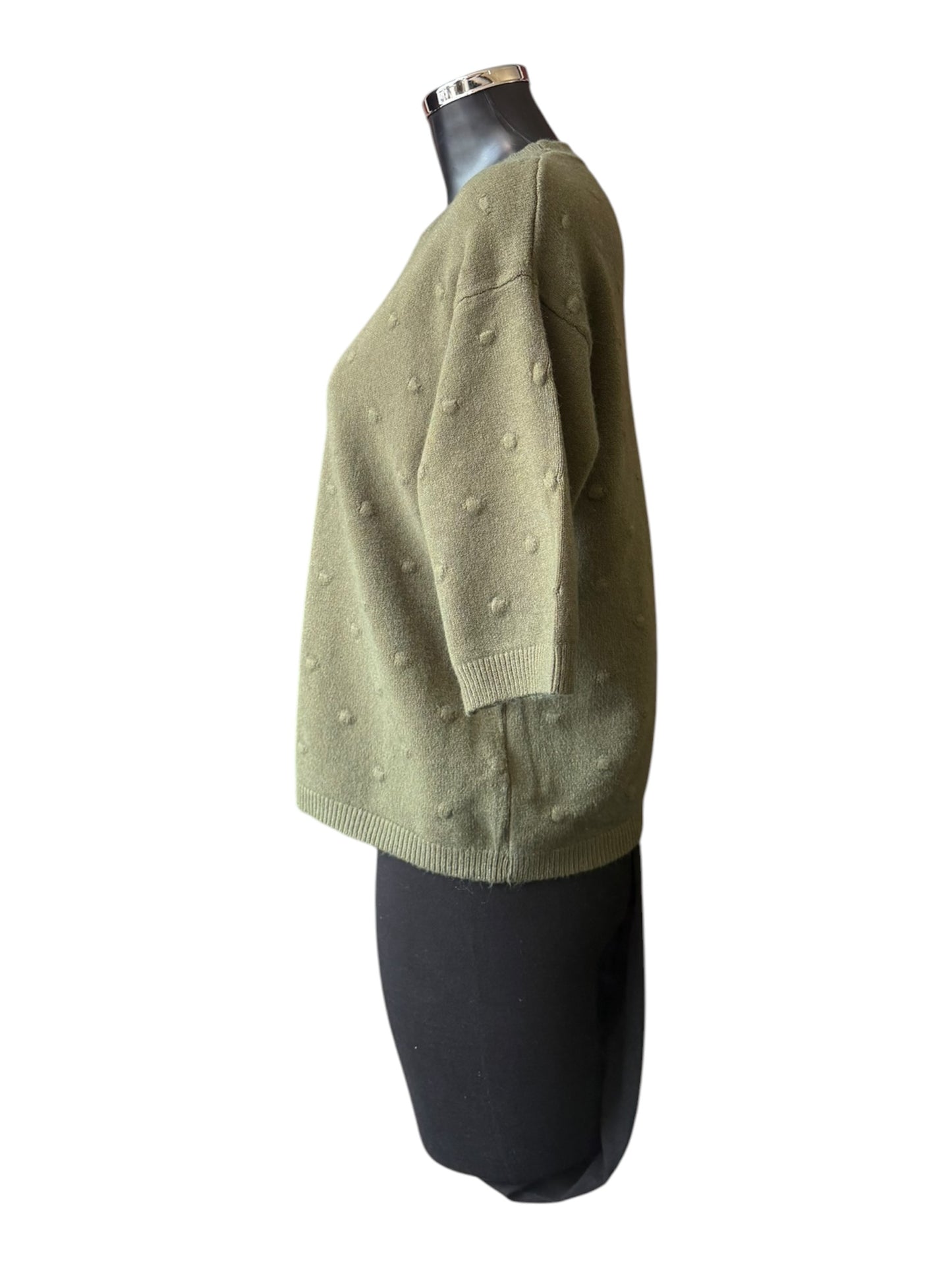 Sadie bobble knit short sleeve jumper - khaki