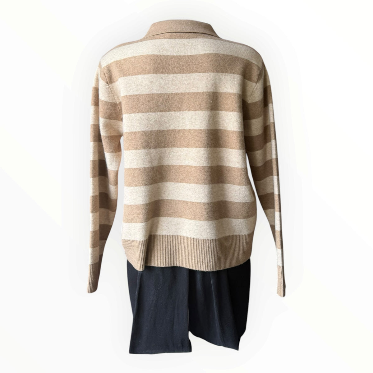 Georgia zip neck broad stripe jumper - taupe mix