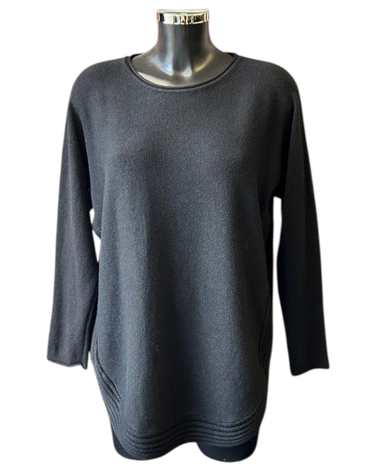 Camilla curved hem soft knitted jumper - Black