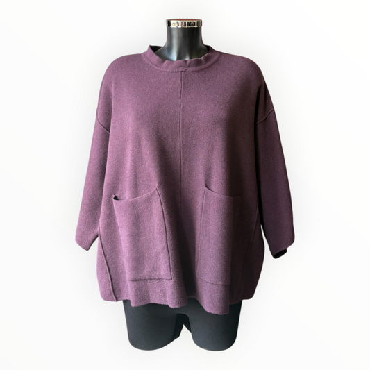 Evelyn premium knit pocket jumper - Plum