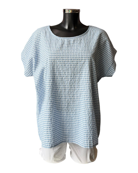 Gia gingham check tshirt style top - blue