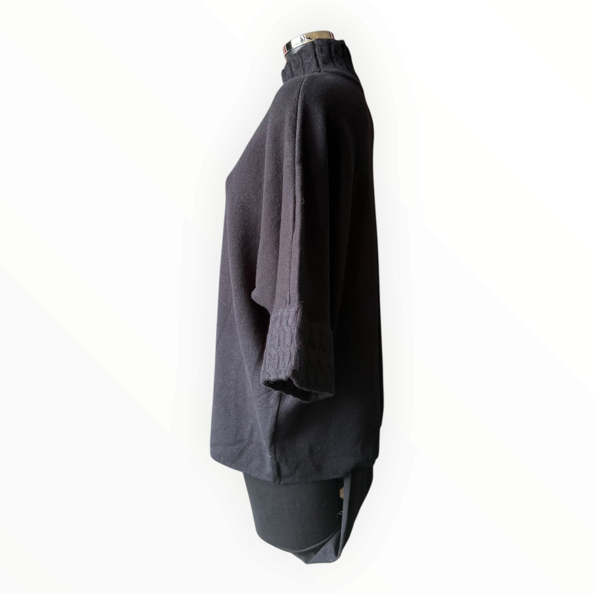 Poppy cable knit cuff and neck jumper in black