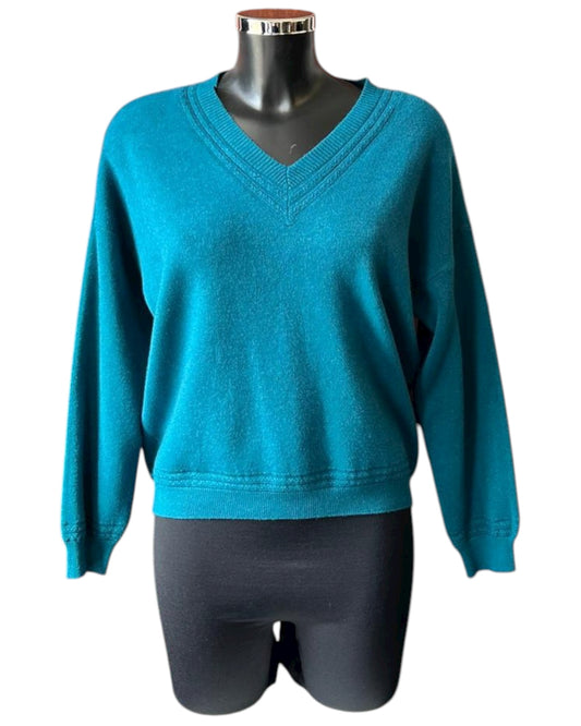 Toyah v neck stitched detail jumper - Teal