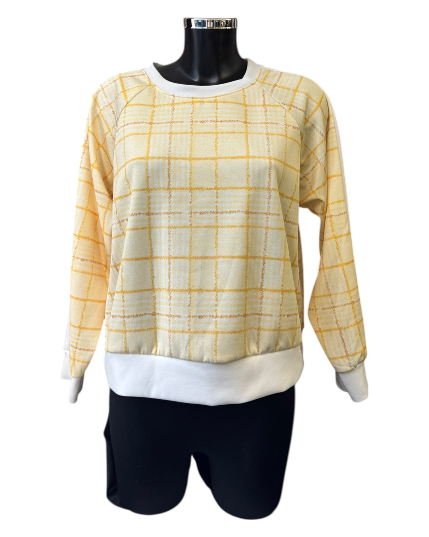 Phoebe check plaid sweatshirt - Lemon