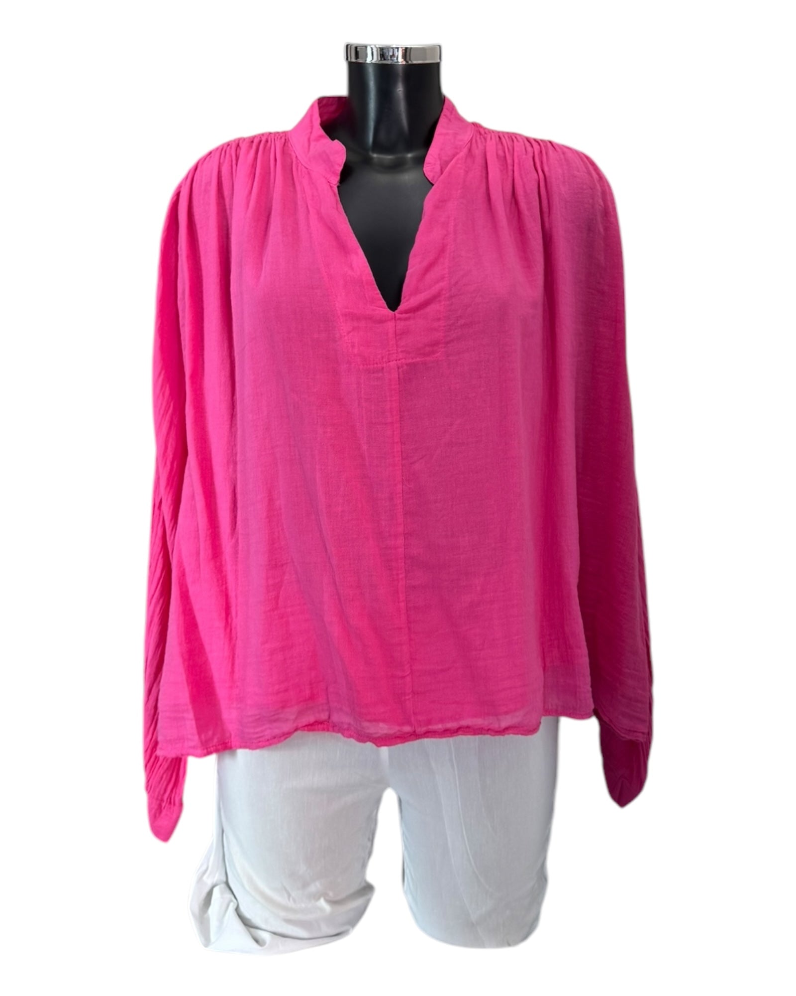 Macey cotton boho blouse - Cerise