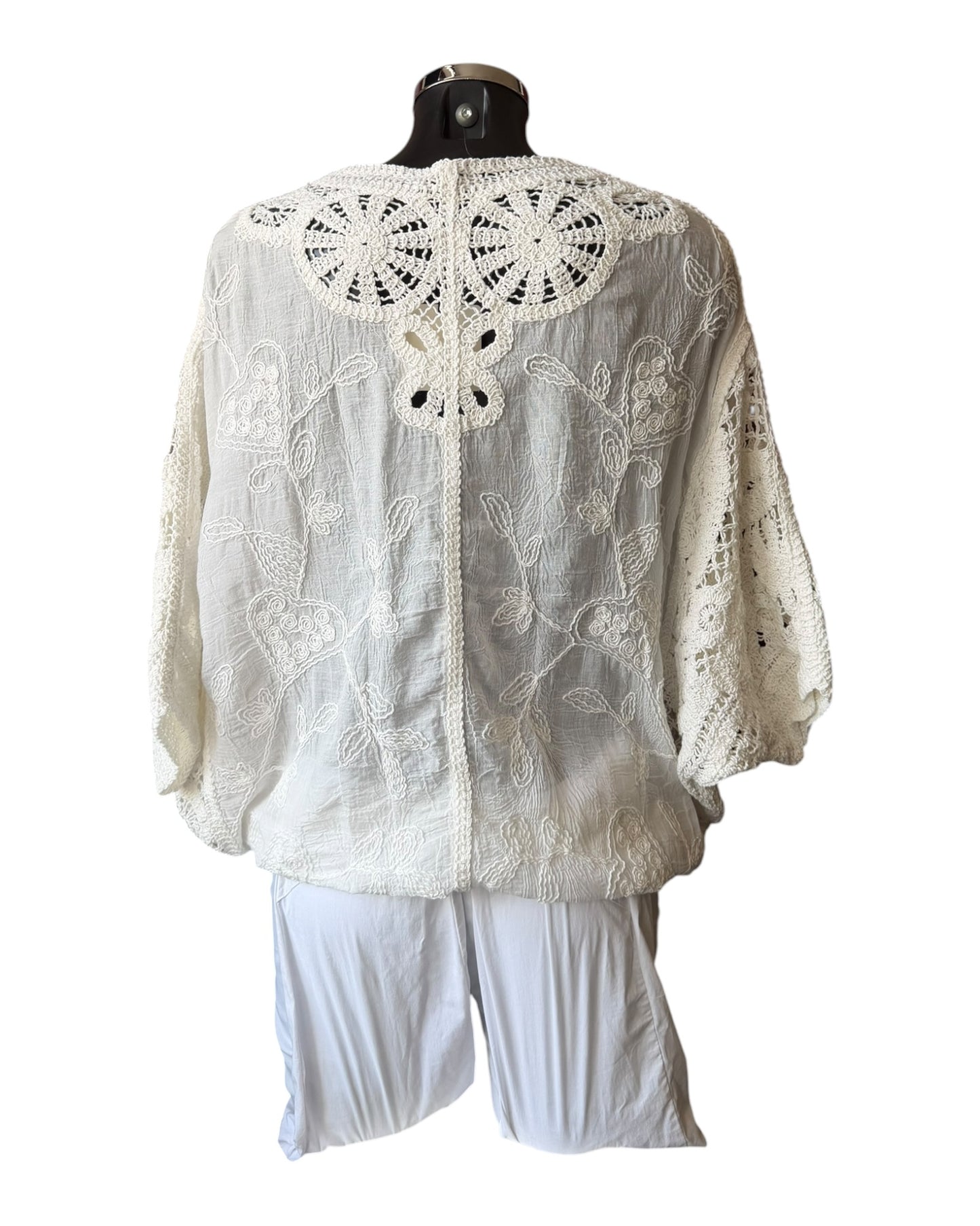 Delia crochet applique cardigan - Ivory