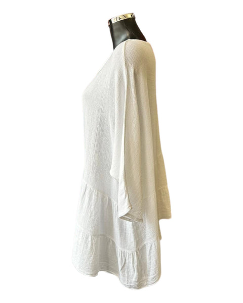 Casey range layered hem top - White