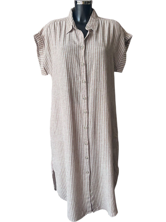 Byoung falakka cap sleeve shirt dress woodsmoke stripe