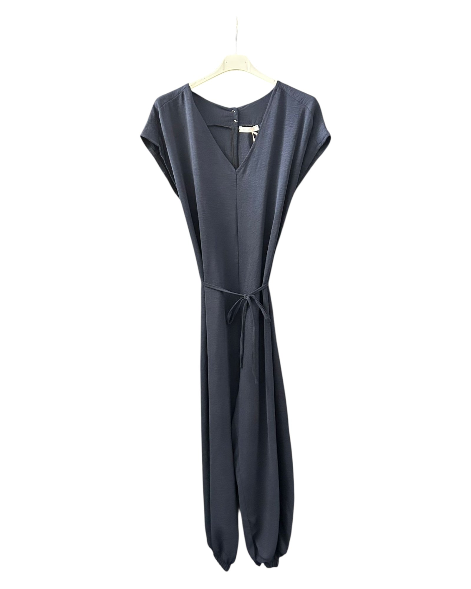 Billie v neck tie waist jumpsuit - Navy