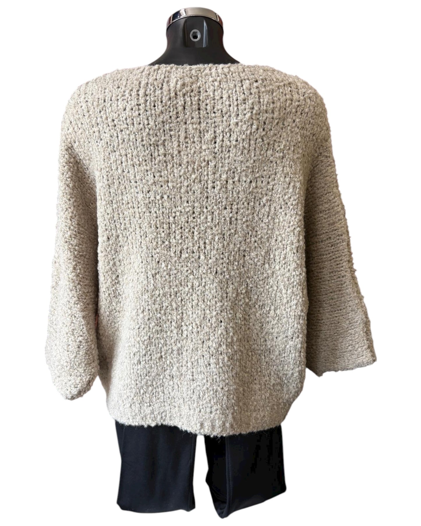 Harper slouchy boucle knit short jumper - beige