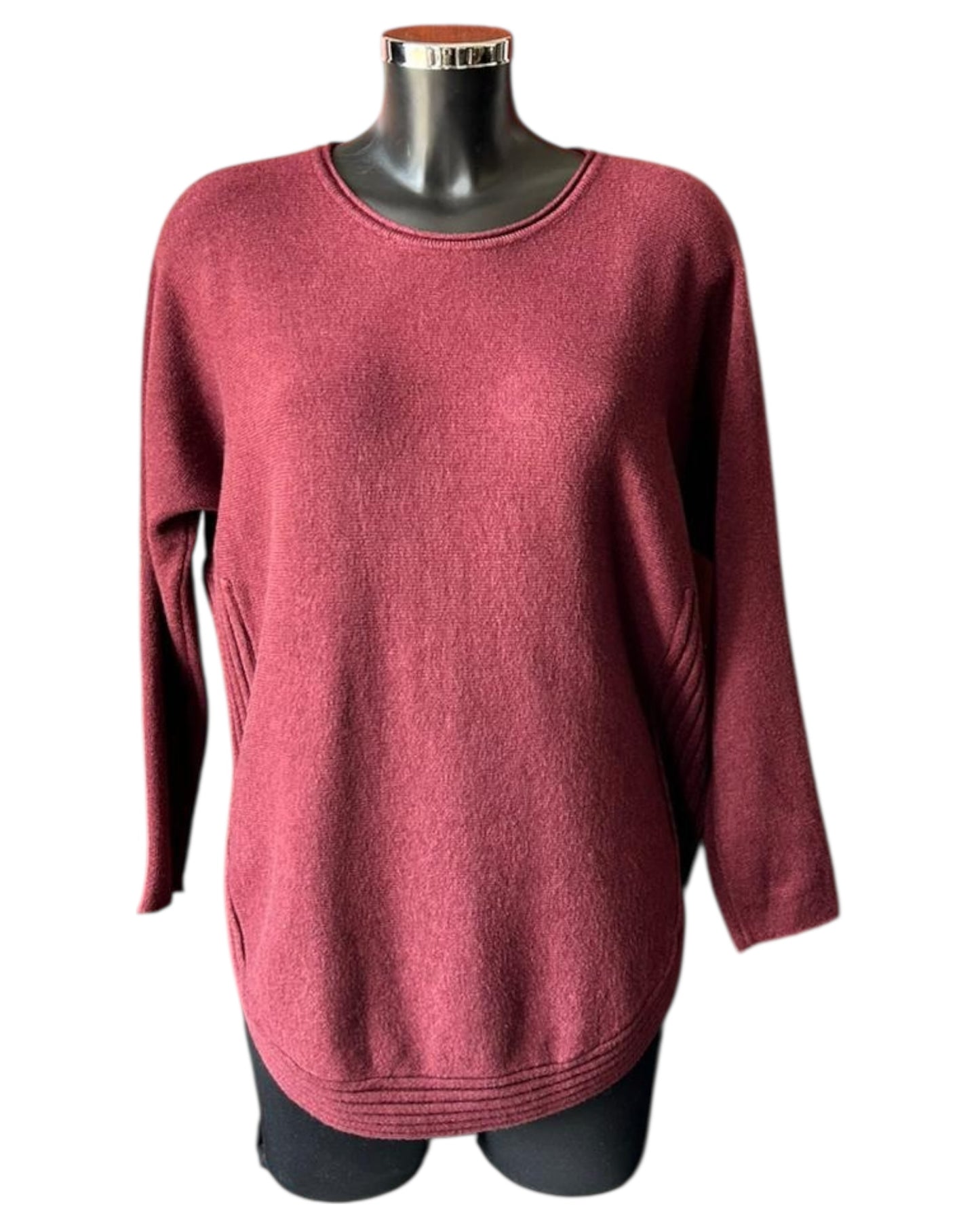 Camilla curved hem soft knitted jumper - Bordeaux