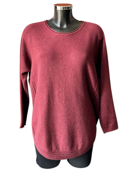 Camilla curved hem soft knitted jumper - Bordeaux