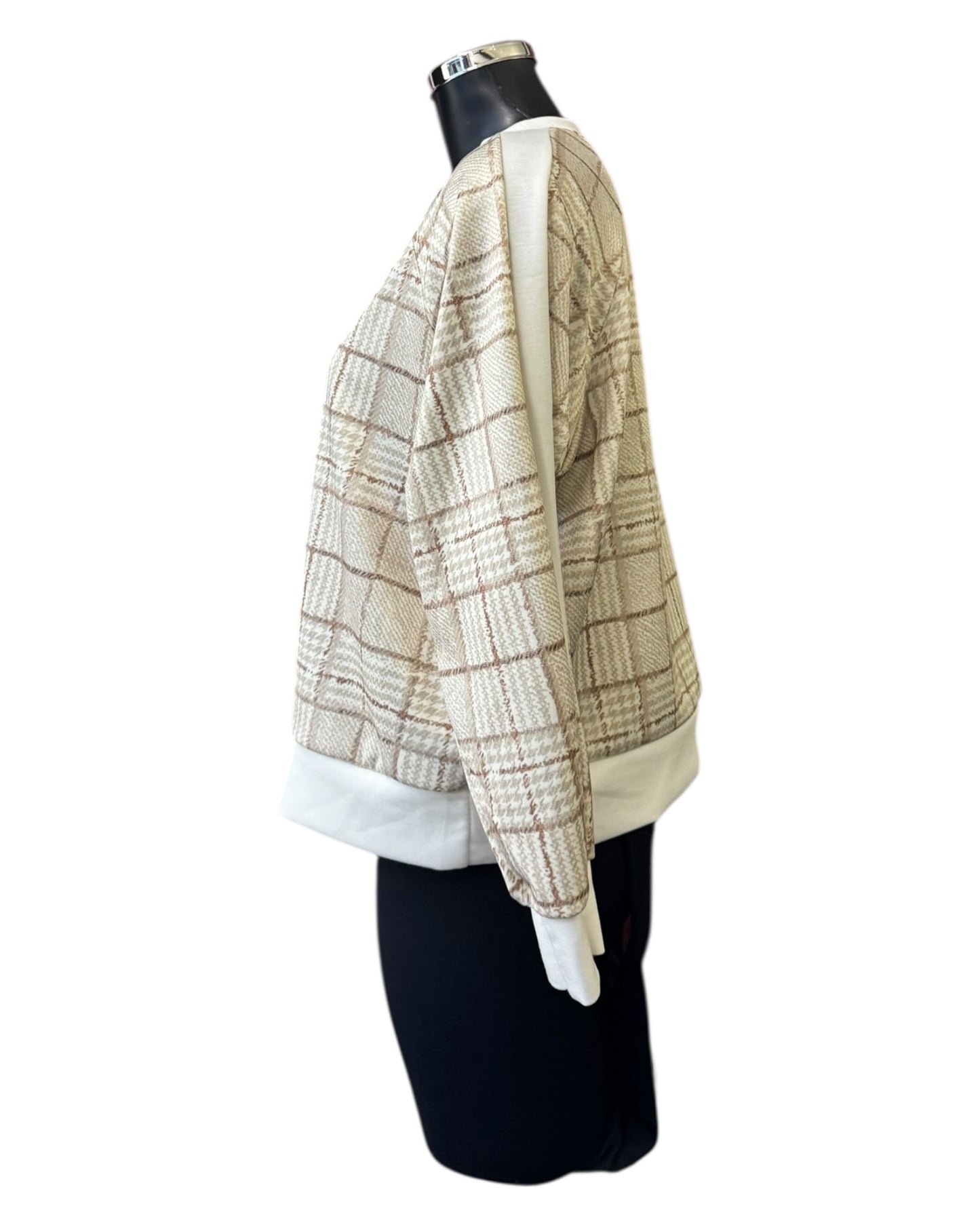 Phoebe check plaid sweatshirt - Beige