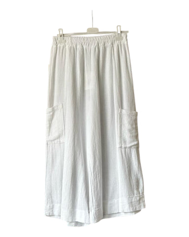 Casey range wide leg crop pocket trousers - White