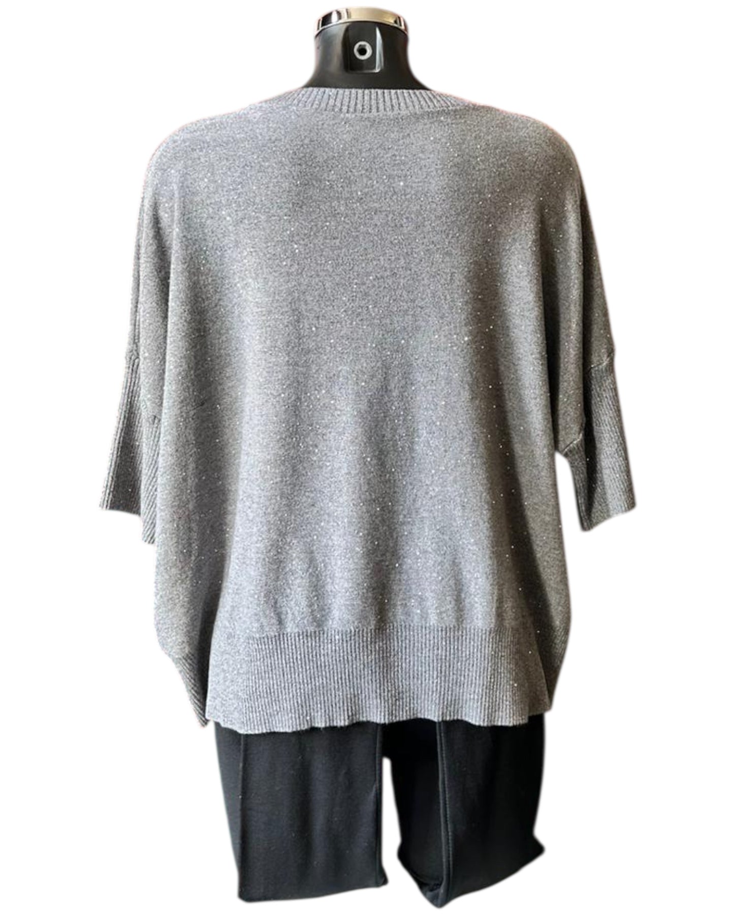 Eva sparkle knit half sleeve jumper - Grey