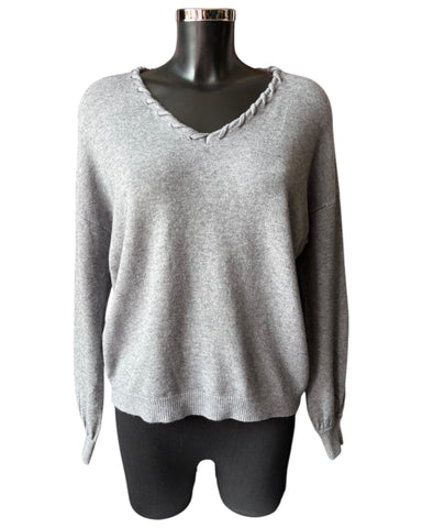 Imogen v neck super soft jumper - Grey