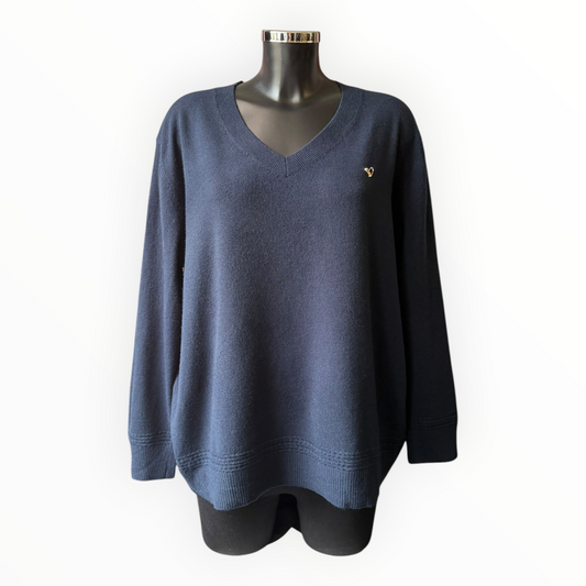 Vanessa v neck heart detail jumper - Navy