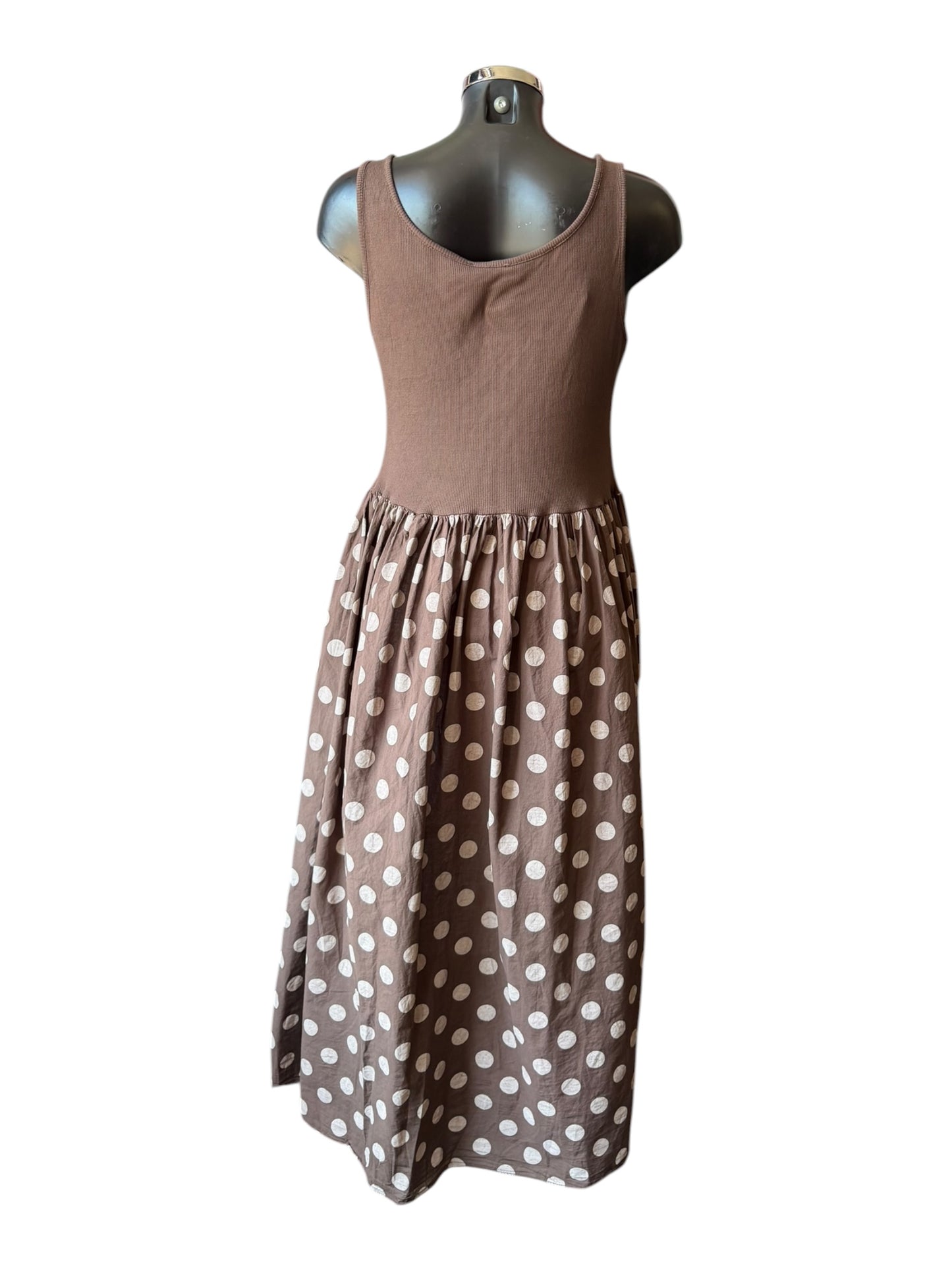 Layla polka dot vest midi dress - Chocolate