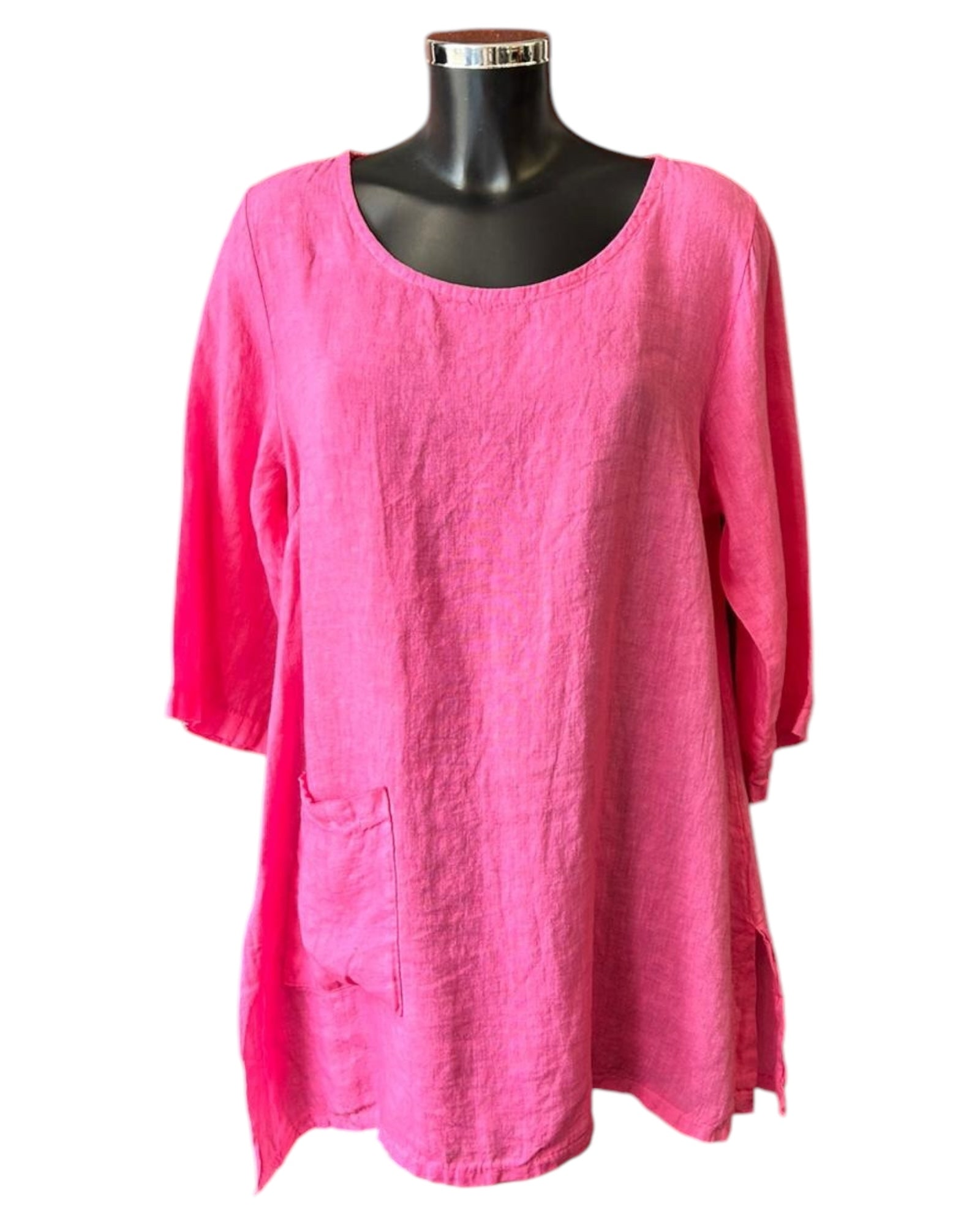 Roxy one pocket linen tunic top - Cerise