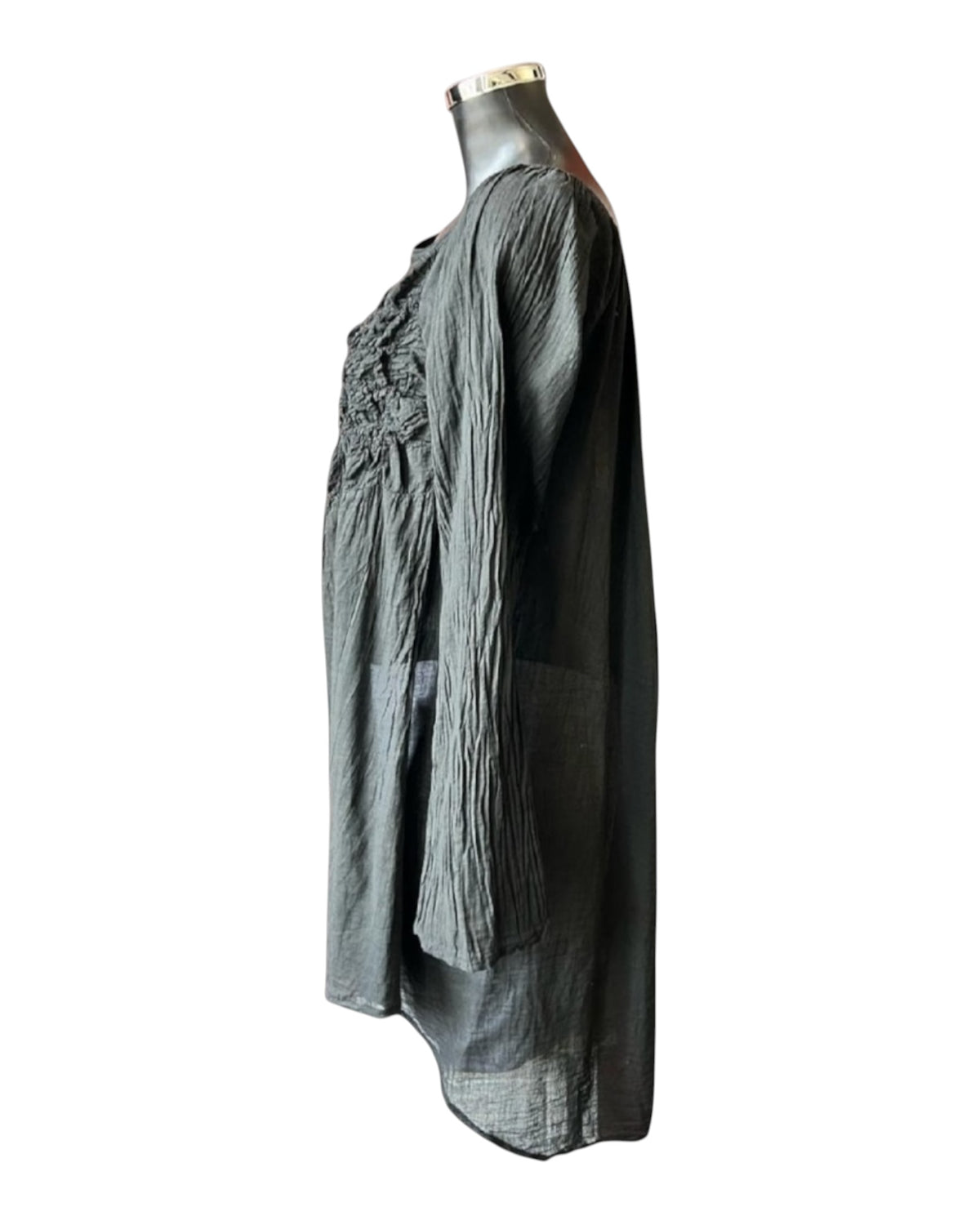 Sasha ruched smock tunic top - Black