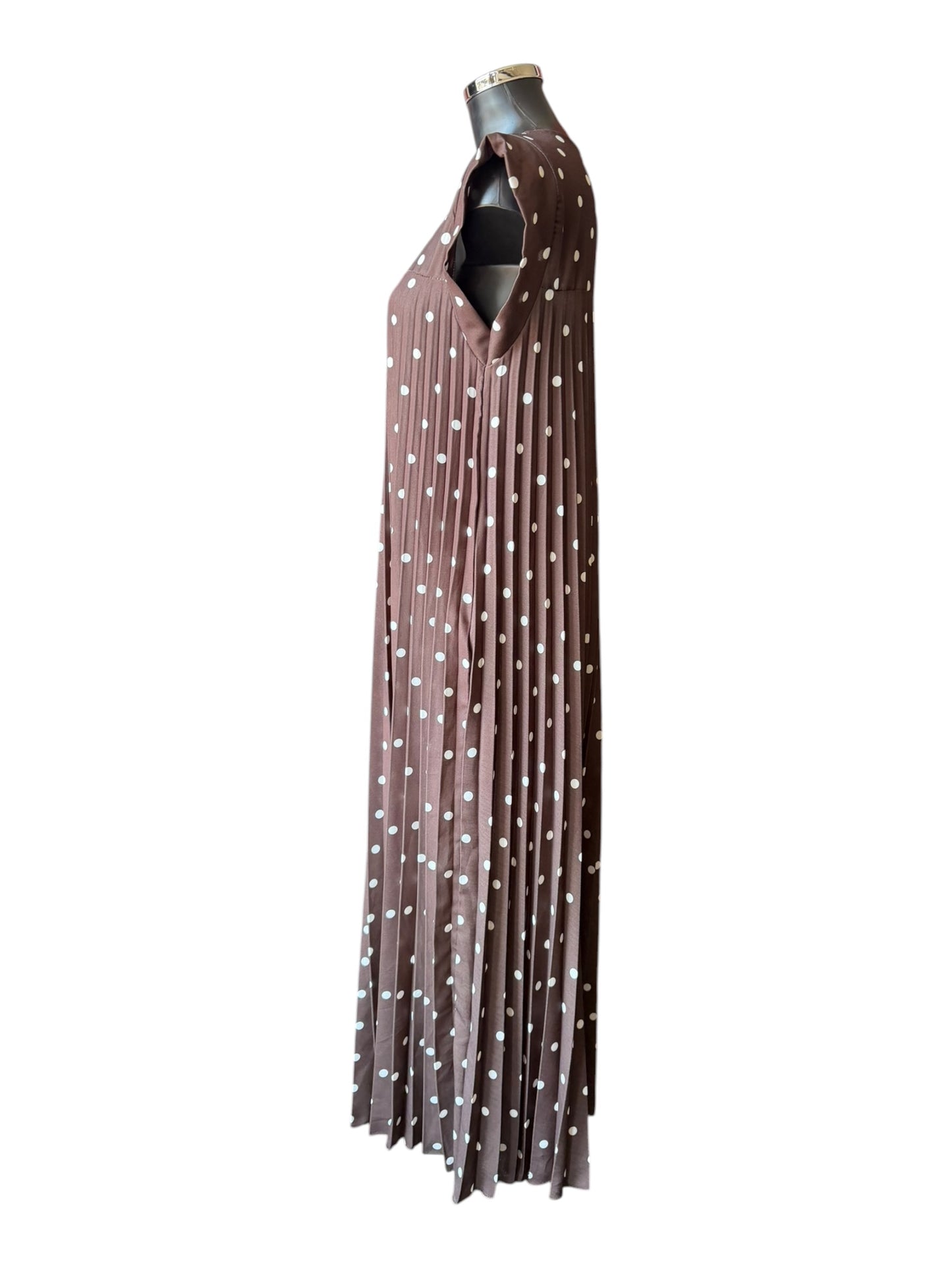 Pixie pleated maxi dress - Chocolate spot