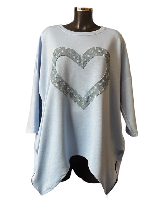Kelly sparkle patch heart sweatshirt - Blue