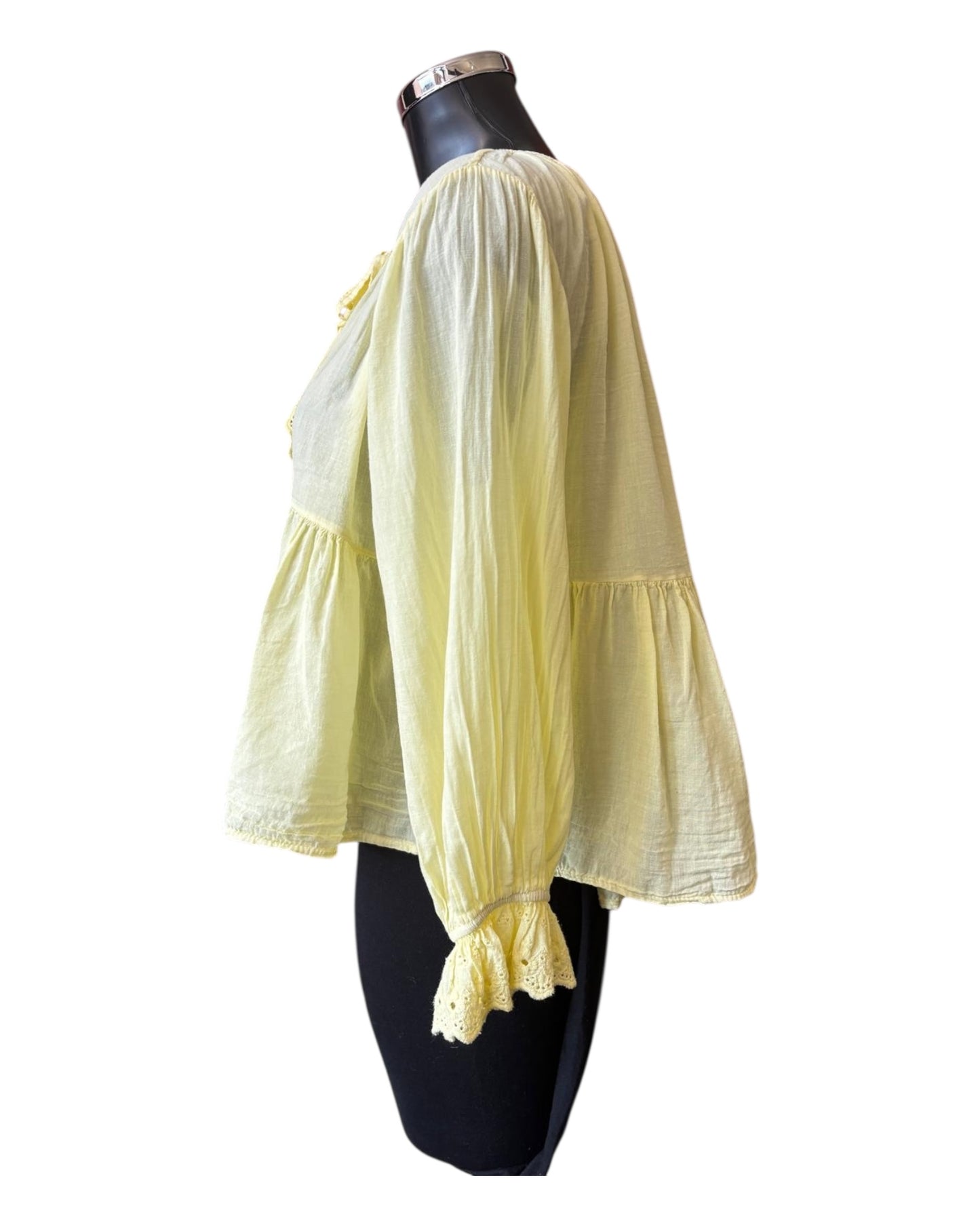 Monica tie front boho blouse - Lemon