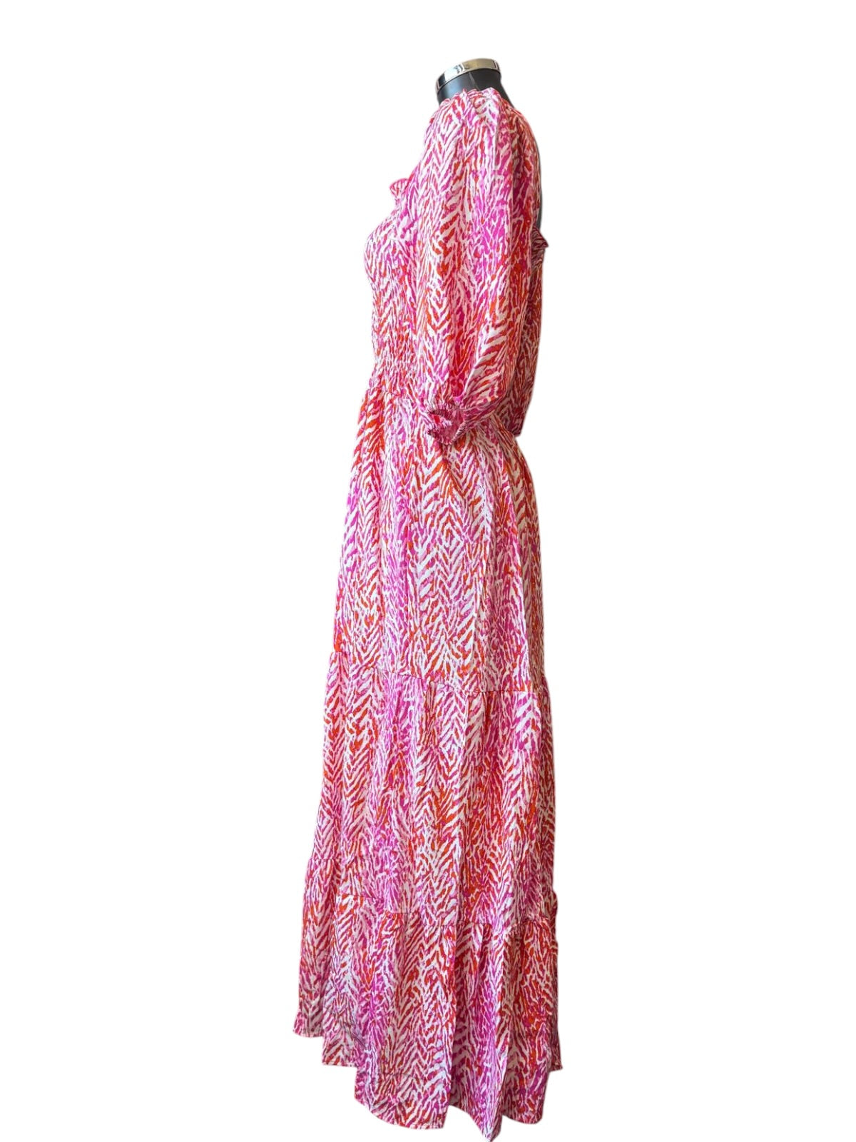 Ada tiered maxi milkmaid dress - Pink chevron