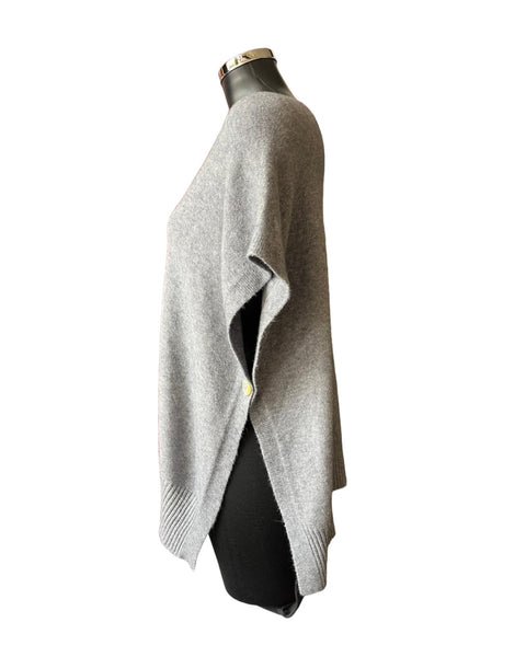 Betty v neck knitted grey poncho jumper