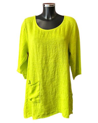 Roxy one pocket linen tunic top - Lime
