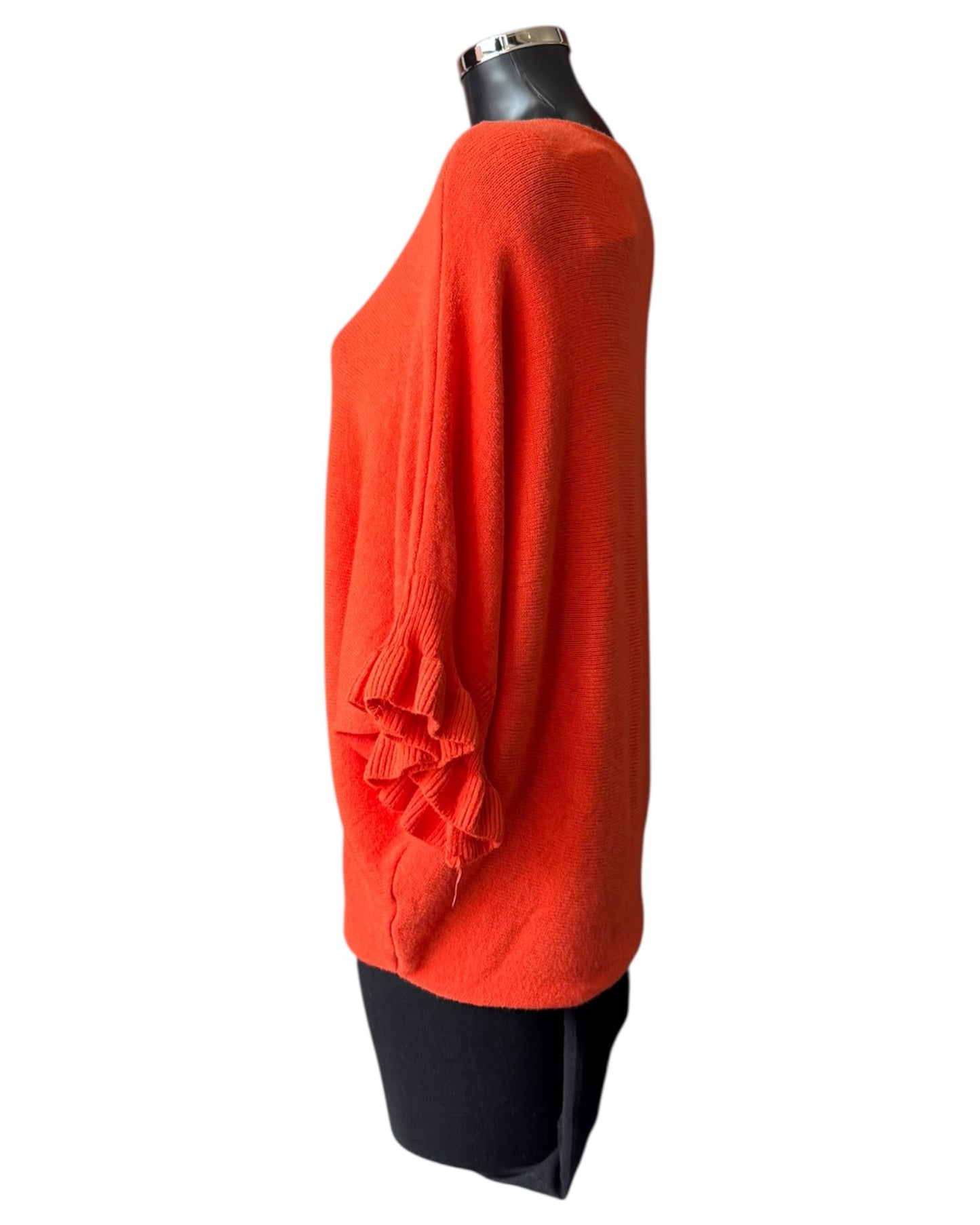 Alissa batwing frill cuff jumper - Orange