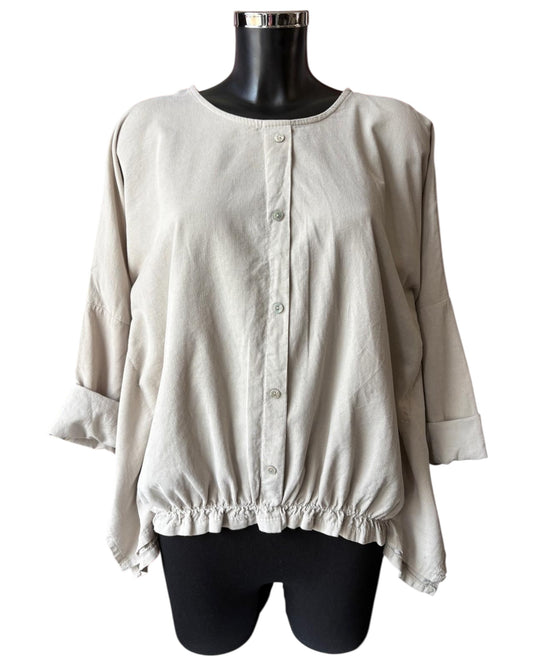 Gia needlecord quirky mock button top - Cream