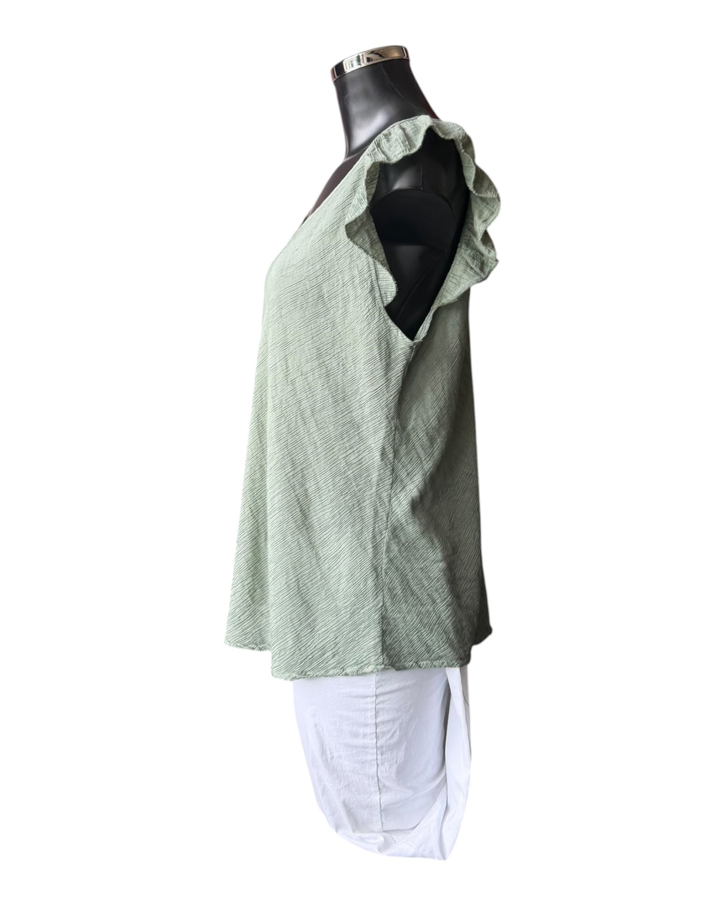 Milly range frill sleeve top - Khaki