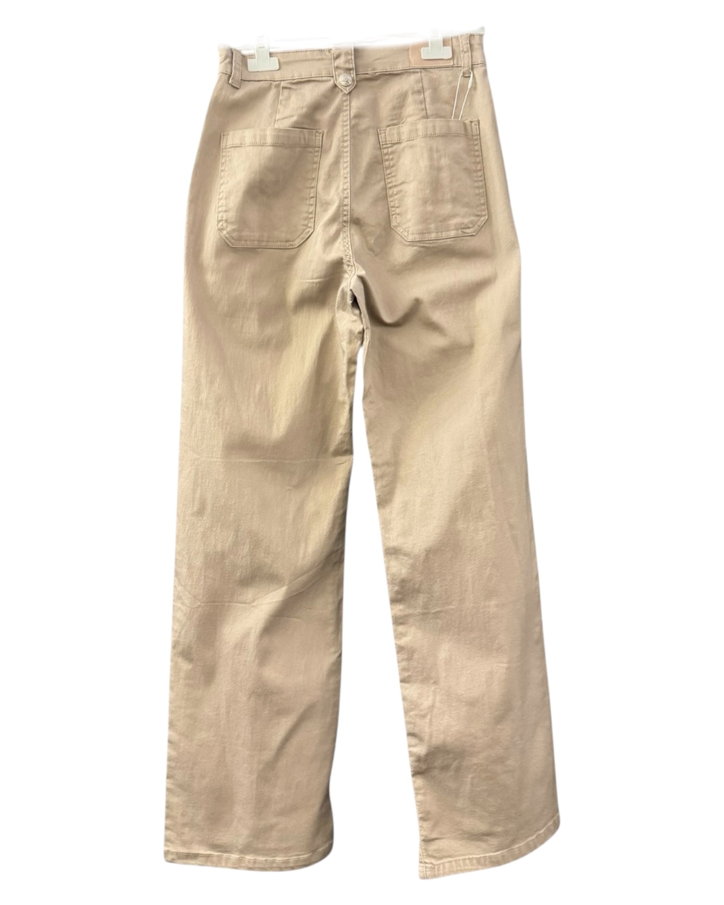 Tulisa button detail wide leg jeans - Beige