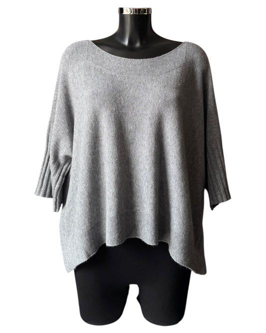 Morgan half sleeve boxy jumper - Grey