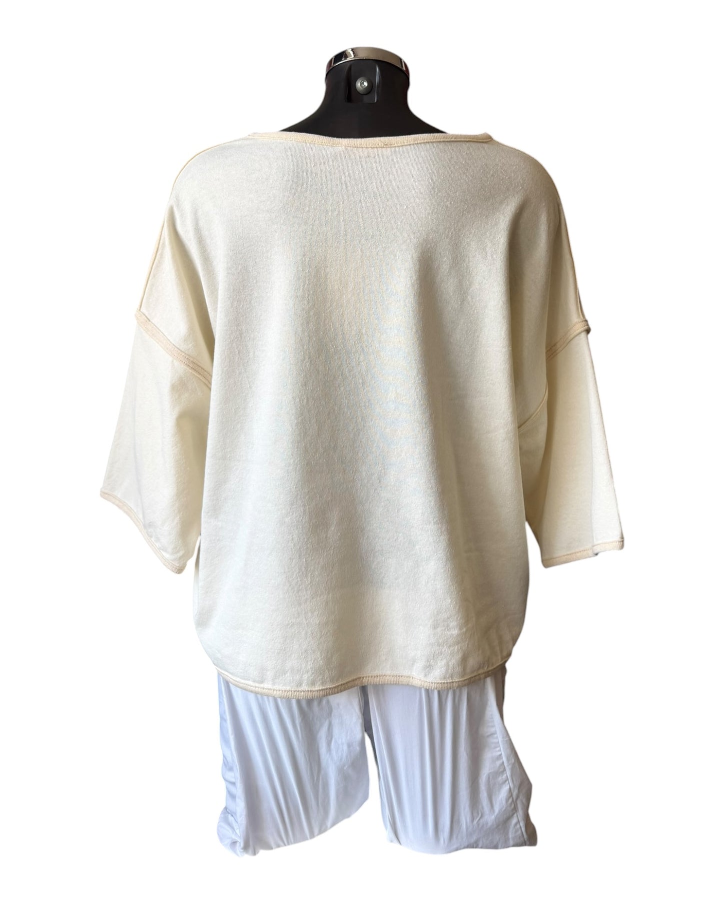 Clara contrast trim top - Beige