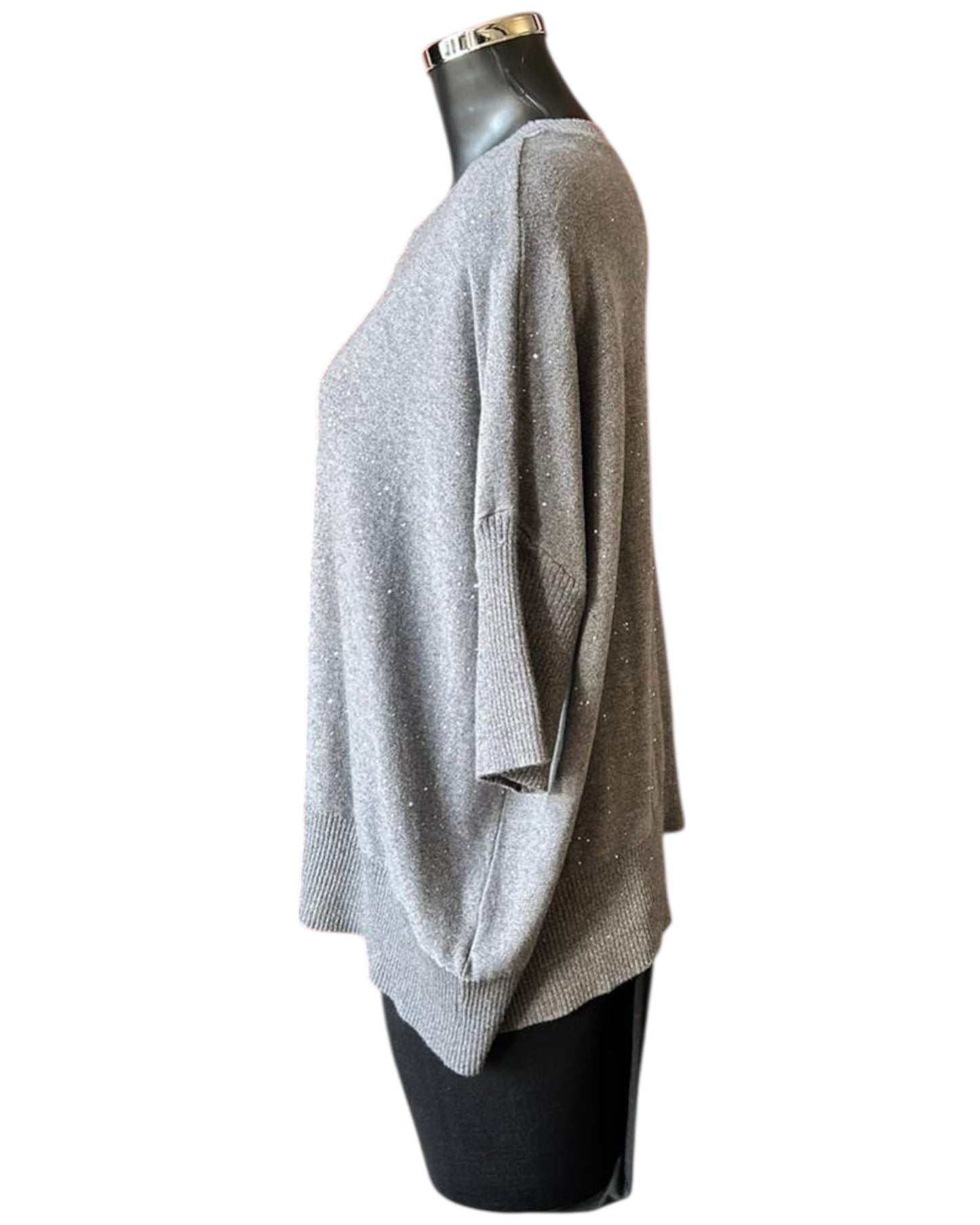 Eva sparkle knit half sleeve jumper - Grey