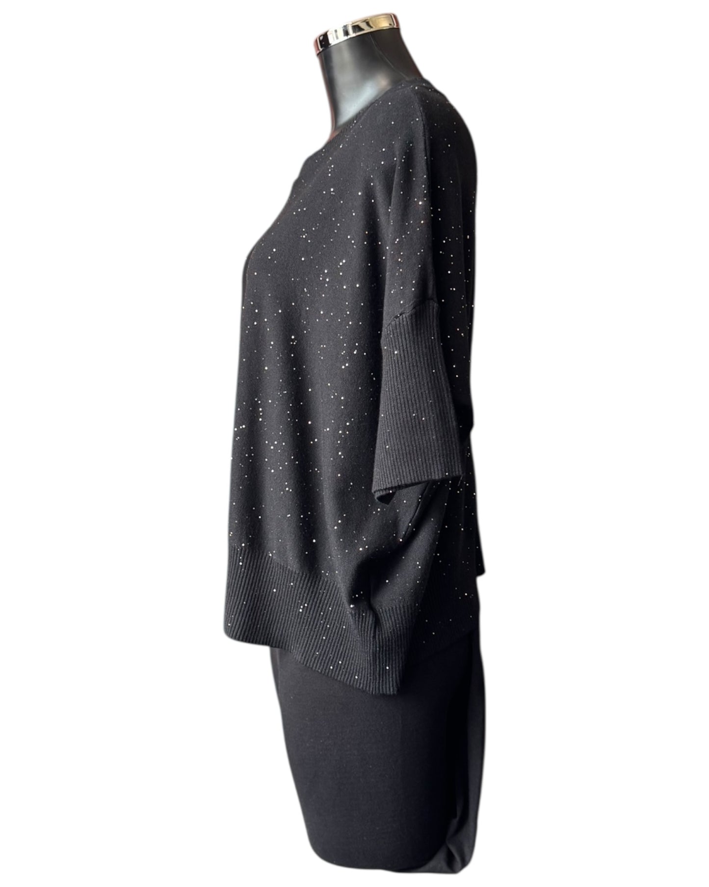 Eva sparkle knit half sleeve jumper - Black