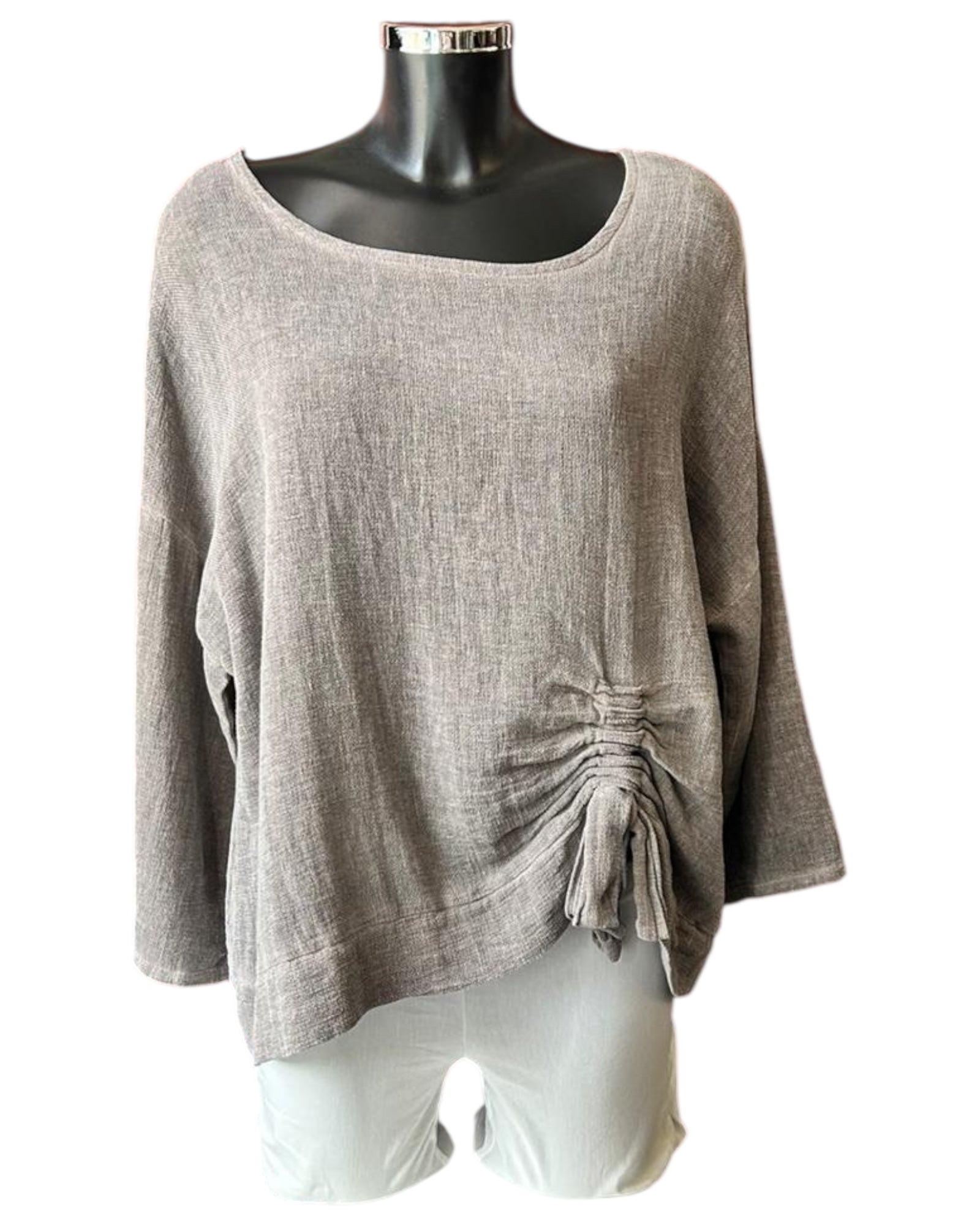 Casey range ruched side top - chocolate