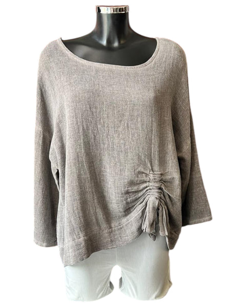 Casey range ruched side top - chocolate