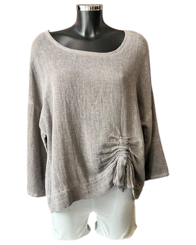 Casey range ruched side top - chocolate