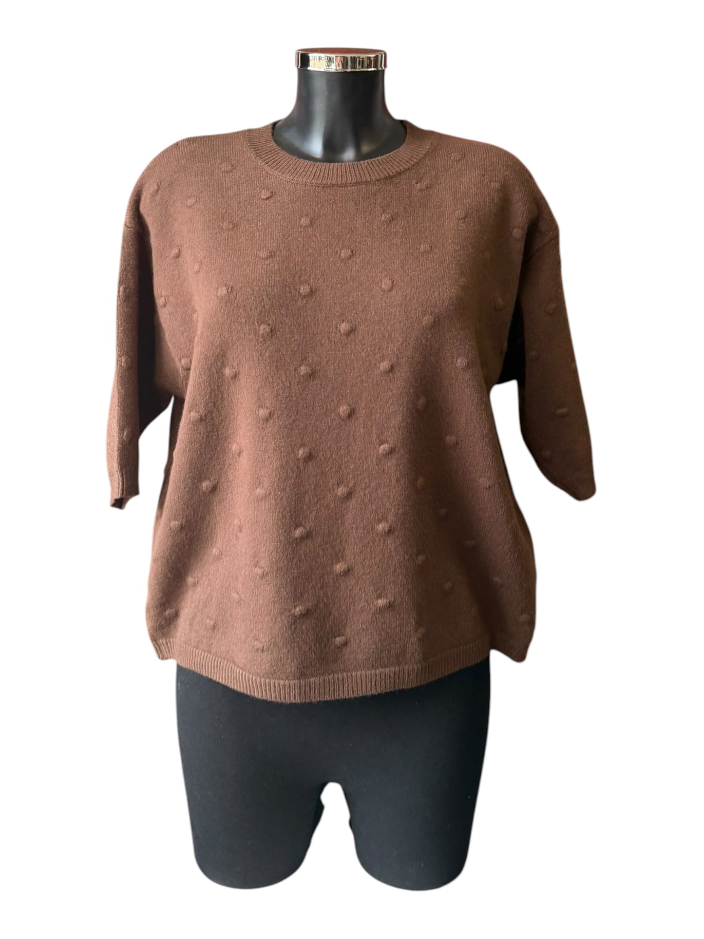 Sadie bobble knit short sleeve jumper - Brown