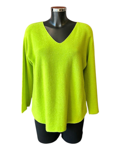 Toni short v neck soft plain jumper - Lime Green
