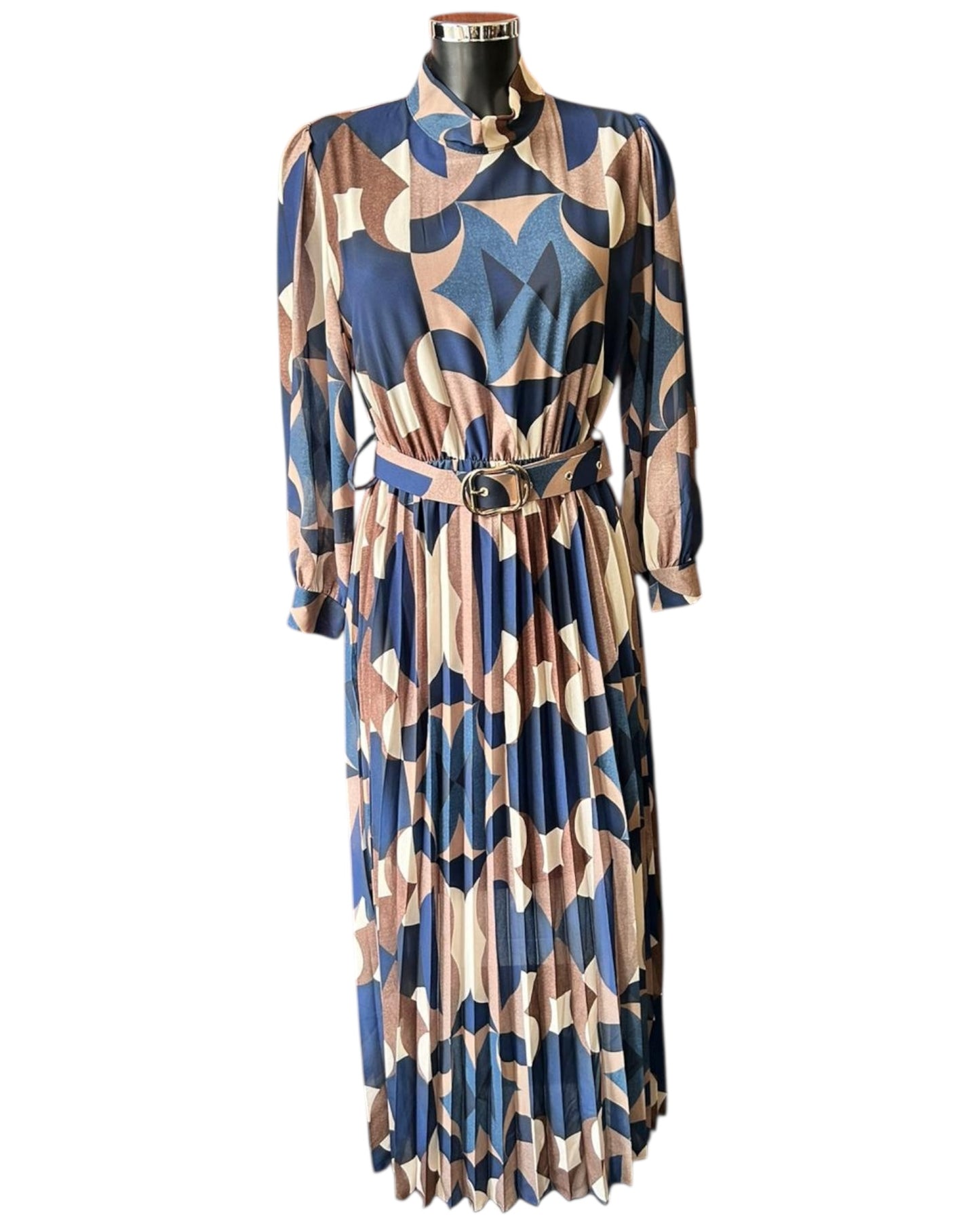 Bridgette geometric print dress - Navy mix
