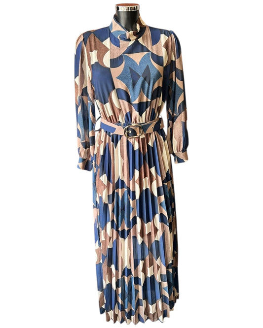 Bridgette geometric print dress - Navy mix