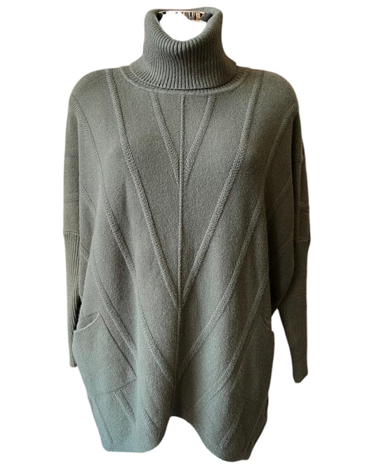 Kate chevron knit cowl neck jumper - Khaki