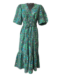 Foil southern charm wrap dress in reveller