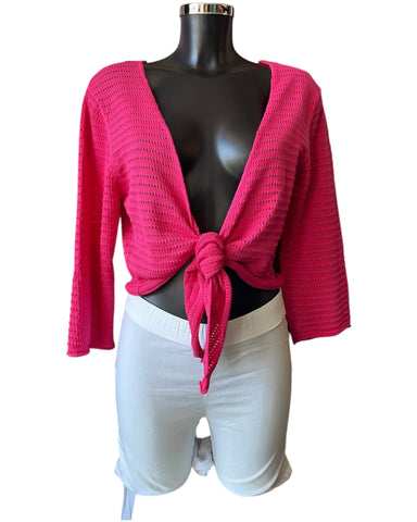 Orientique tie knit shrug - Hot Pink