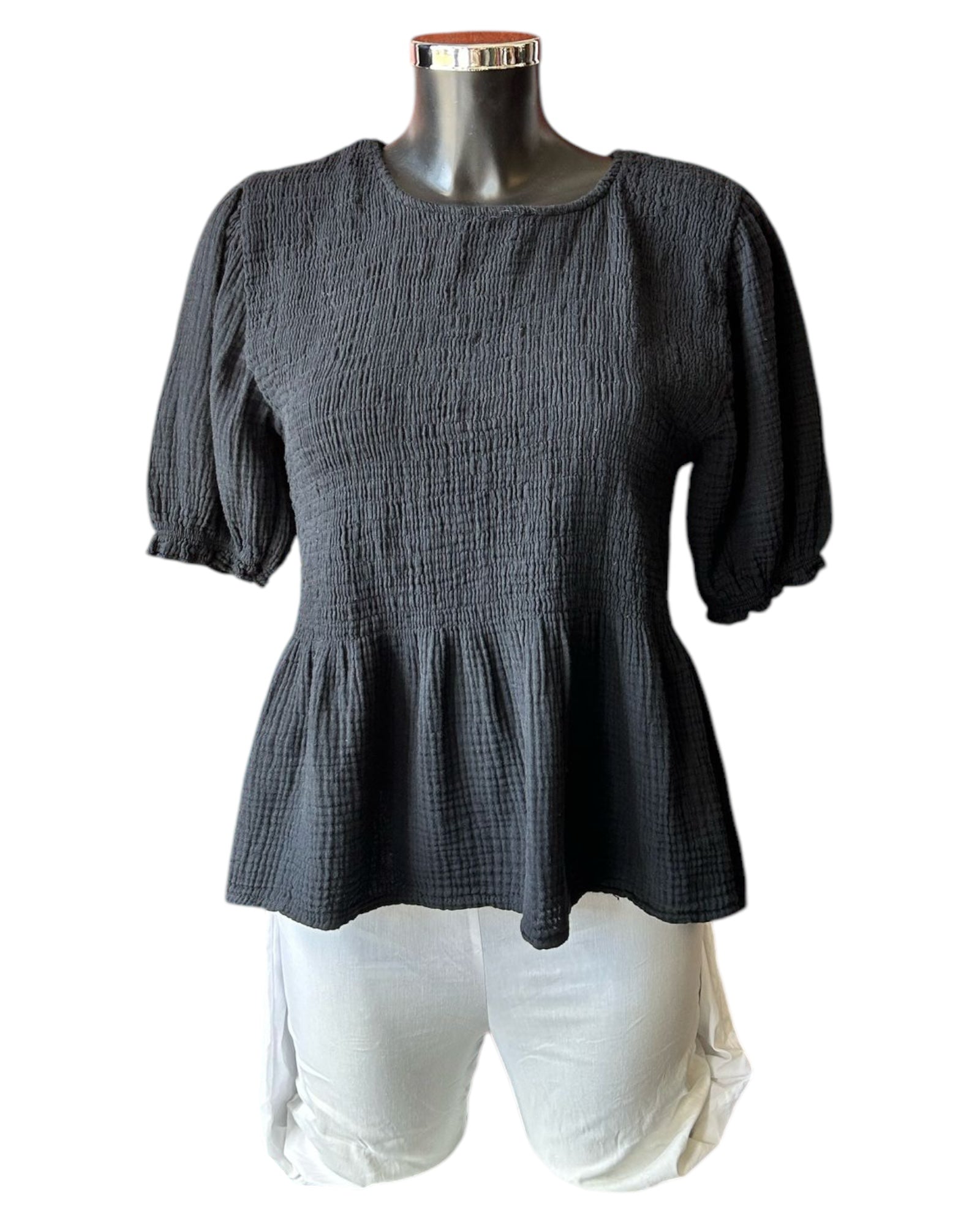 Stacey puff sleeve top - Black