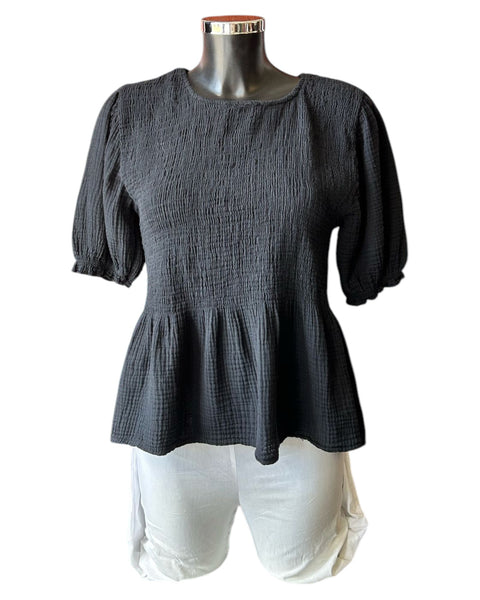 Stacey puff sleeve top - Black